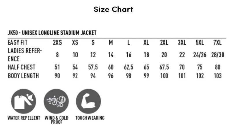 Stadium jacket size guide
